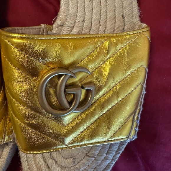 Gucci Gold Slide Sandals - Picture 9 of 9